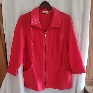 Vibrant Pink Utility Jacket with Relaxed Fit and Full-Length Zipper
